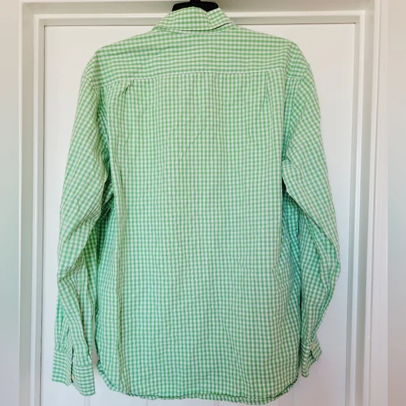 Izod Slim Fit Green Checked Button-down Shirt - Picture 2 of 5